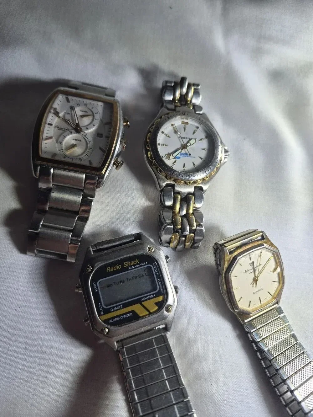 Vintage Watch Lot of 4 - Radio Shack, Kenneth Cole, Fossil, Seiko Style